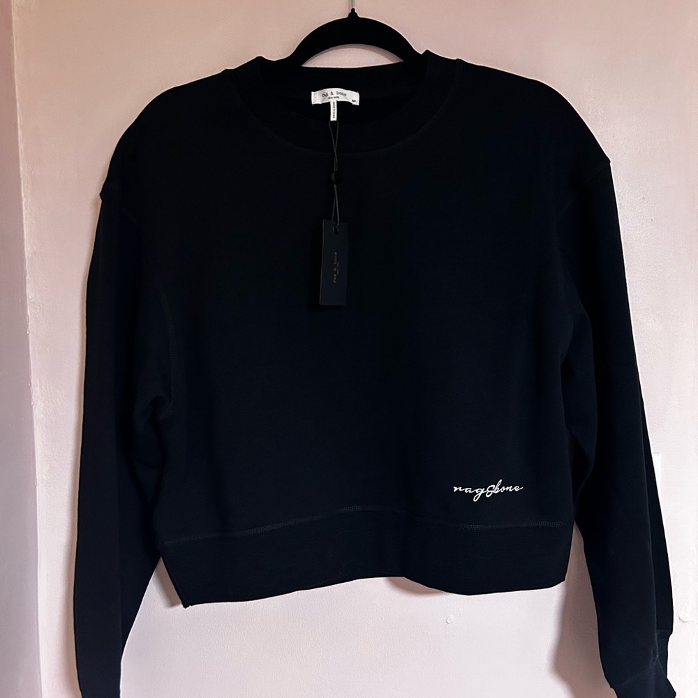 Rag & Bone Black Terry Cropped Sweatshirt